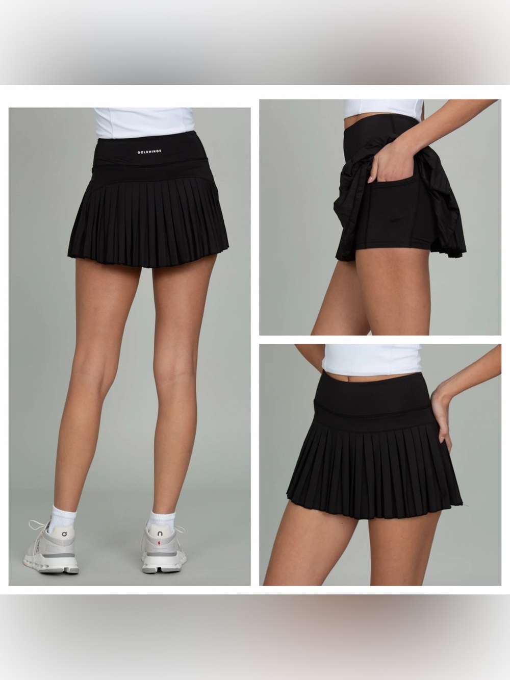 GOLDHINGE Pleated Black Tennis Pickleball Athletic Skirt/Skort size XS